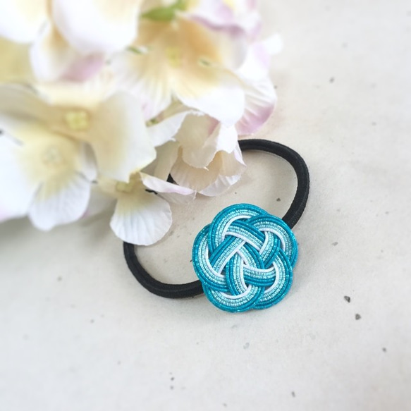 水引“Mizuhiki”製作　蘇打水色　花藝設計　髮飾　日式 第1張的照片