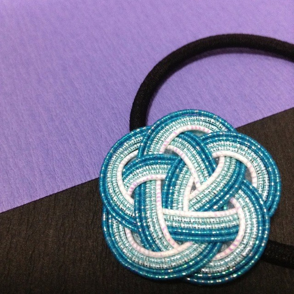 水引“Mizuhiki”製作　蘇打水色　花藝設計　髮飾　日式 第2張的照片