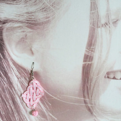 水引“Mizuhiki”製作　網眼耳環　櫻花色　粉紅色　日式 第3張的照片