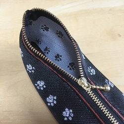 畳縁　狗狗貓的足跡　筆盒　 黑白 第3張的照片