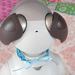 aibo　水引　首輪【空色】ブルー　可愛い　お揃いのヘアゴムも！ 7枚目の画像