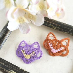 水引“Mizuhiki”製作　胸針　茶貓　日式 第3張的照片