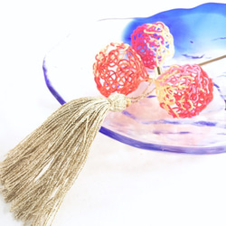 水引“Mizuhiki”製作　髮飾　簪　日式　日落的顏色 第1張的照片