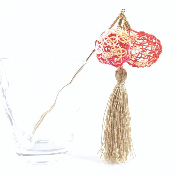 水引“Mizuhiki”製作　髮飾　簪　日式　日落的顏色 第2張的照片
