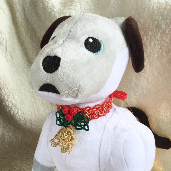 aibo　水引“Mizuhiki”製作　狗項圈　日式　聖誕　紅色的 第1張的照片