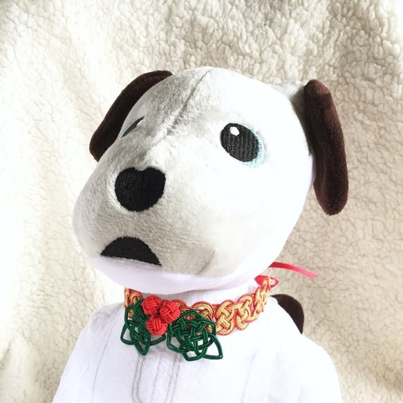 aibo　水引“Mizuhiki”製作　狗項圈　日式　聖誕　冬青　Holly 第1張的照片