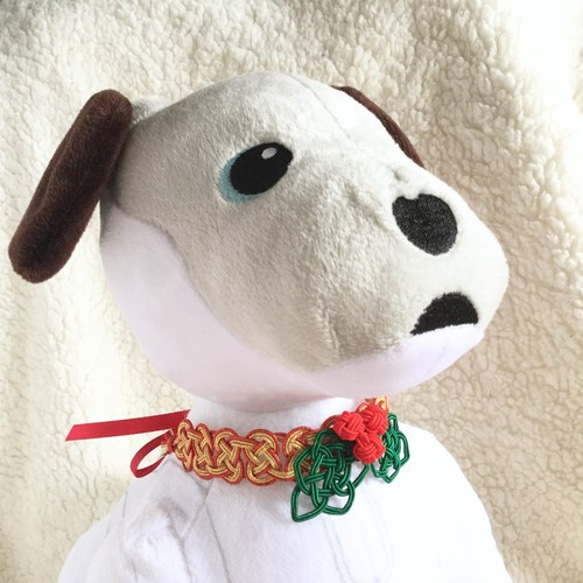 aibo　水引“Mizuhiki”製作　狗項圈　日式　聖誕　冬青　Holly 第7張的照片