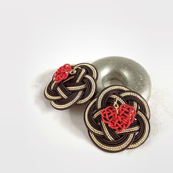 ロボホン　耳飾り　水引製【バレンタインチョコ】チョコレート　ハート 2枚目の画像