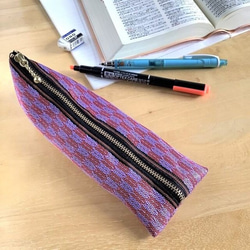 畳縁 箭頭圖案 筆盒 復古 日式 紅色 紫色 第2張的照片