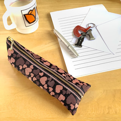 畳縁　笔盒　日式　心形圖案　黑色　粉色　可愛的 第2張的照片