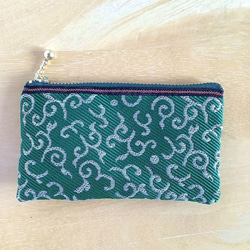 畳縁　硬幣錢包　名片夾　阿拉伯式花紋圖案　日式　綠色 第5張的照片