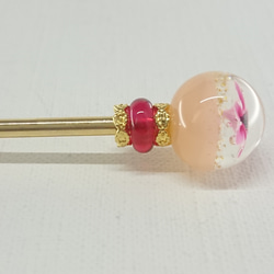 【ガラスの花】花玉かんざし 薄ピンク色×ピンク色 3枚目の画像