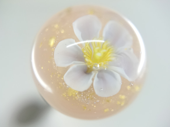 【ガラスの花】花玉かんざし  薄ピンク色×薄紫色 ショートタイプ 4枚目の画像