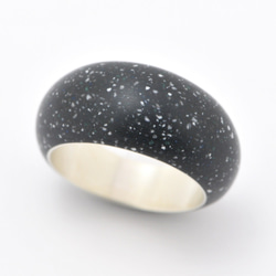ストーンリング リングサイズ17号 stone Ring / カラー・ブラック 樹脂　シルバー 4枚目の画像