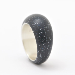 ストーンリング リングサイズ16号 stone Ring / カラー・ブラック 樹脂　シルバー 3枚目の画像