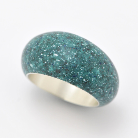 Queston 戒指 #13 Questone 戒指 / 顏色 綠色 樹脂 銀 第1張的照片