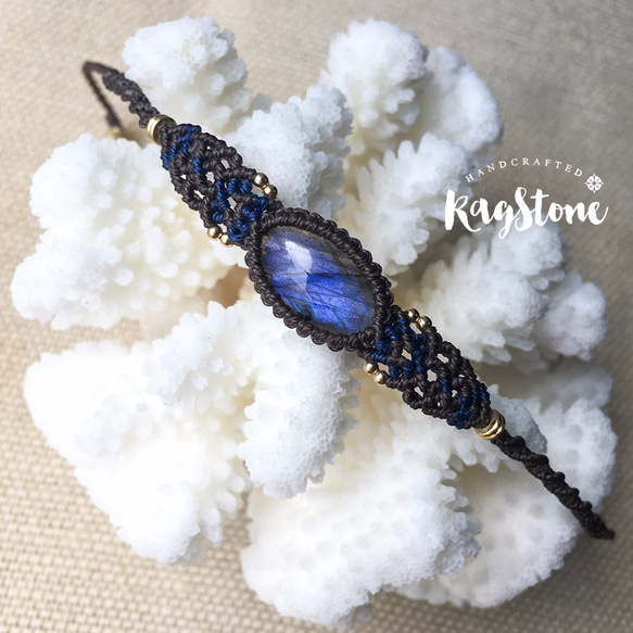 【天然石 Macrame】拉長石編織手鍊 / Labradorite macrame bracelet 第1張的照片