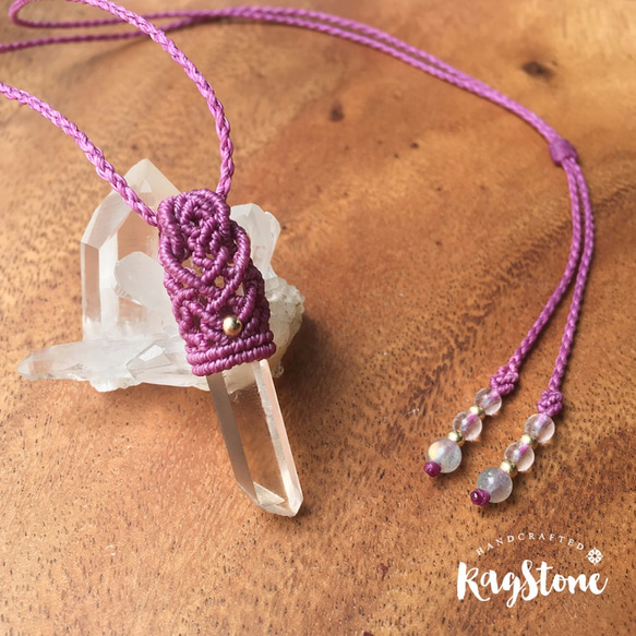 【天然石 Macrame】白水晶編織吊墜頸鍊 / Crystal quartz pendant necklace 第1張的照片