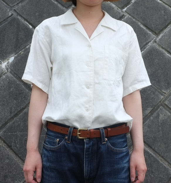 【受注制作】リネン開襟シャツ 1枚目の画像