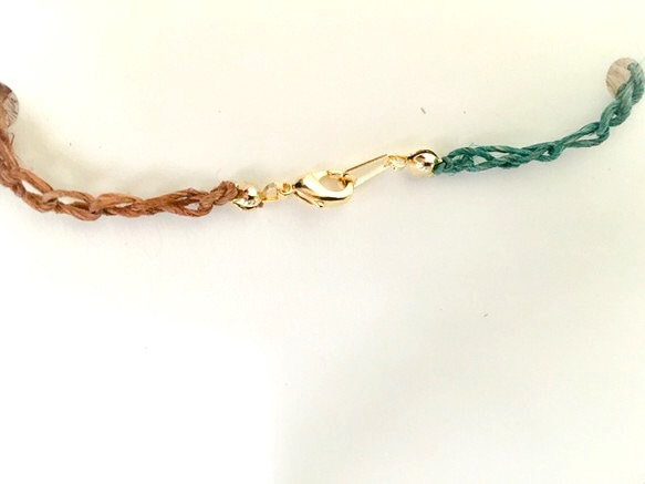 Turquoise Hemp anklet with coin&tassele 第3張的照片