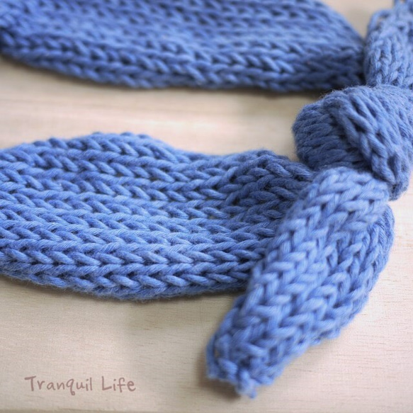 Organic cotton Headband Denim Blue 第2張的照片