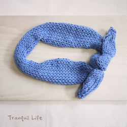 Organic cotton Headband Denim Blue 第3張的照片