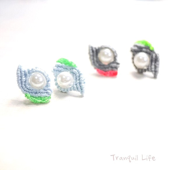 Macrame Pearl Neon×Pastel Blue&Gray 第1張的照片