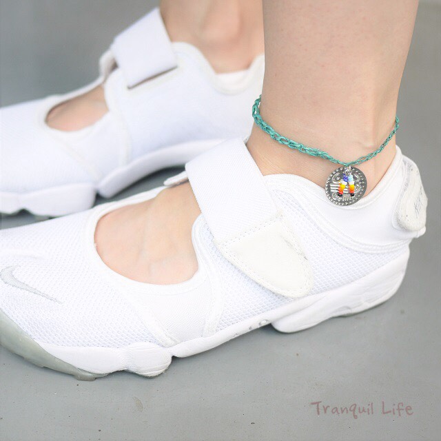 （日本直送）（日本製）（１点物）水色ヘンプとターコイズのアンクレット