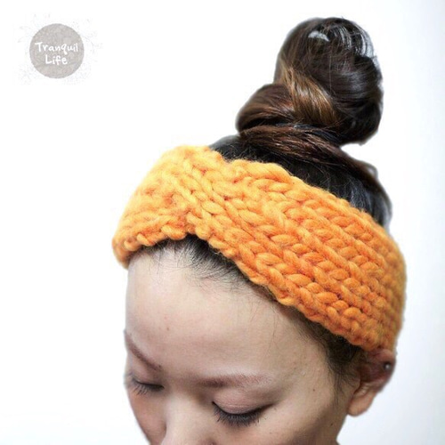 ウールモコモコヘアバンド オレンジ ターバン風 カチューシャ Tranquil 