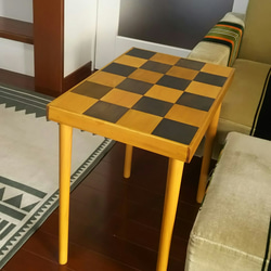 ★Creema限定★木製 living モザイク柄  サイド カフェ  テーブル 5枚目の画像