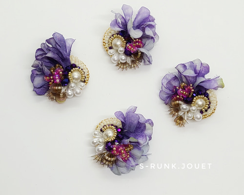 Flower×刺繍イヤリング(ピアス) イヤリング・ノンホールピアス s