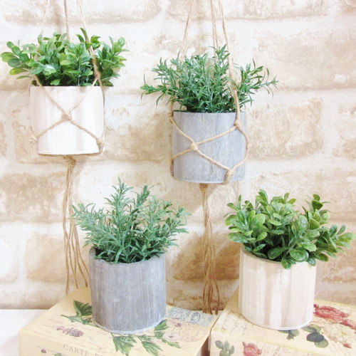 ハンギングプランター 2個 セット フェイクグリーン 右の2個