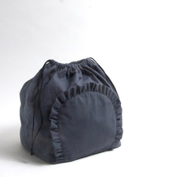 PVCクリア スクエア ミニ・トートバッグ × フリル巾着ポーチ ブラウン 8枚目の画像