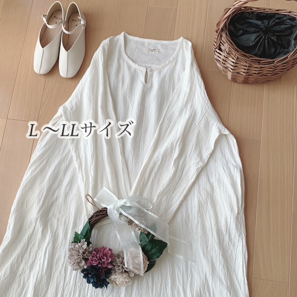 ☆受注制作☆ふんわりワンピース☆L～LLサイズ☆スラブダブルガーゼ 