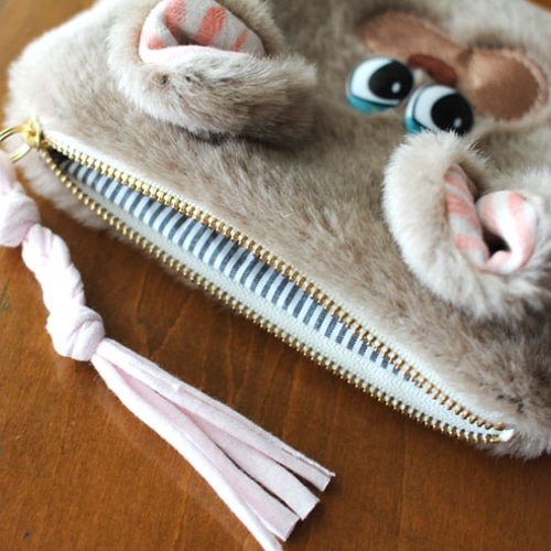 ハンドメイド ムートン ポーチ