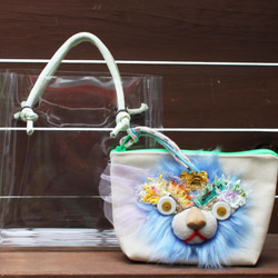 New!Clear pouch bag・blue 6枚目の画像