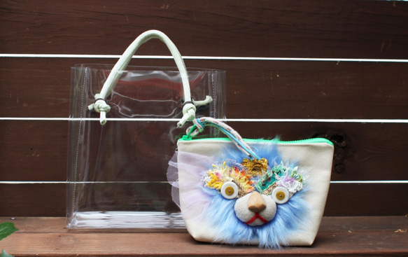 New!Clear pouch bag・blue 6枚目の画像