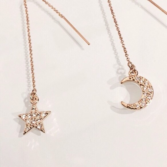 ◆14kgf◆star&moon pierce◆アメリカンピアス◆アレルギーの方にも◆ 2枚目の画像