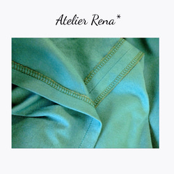 ブライトブルーグリーンの肌触りの良い綿ニットフレアスカート 4枚目の画像