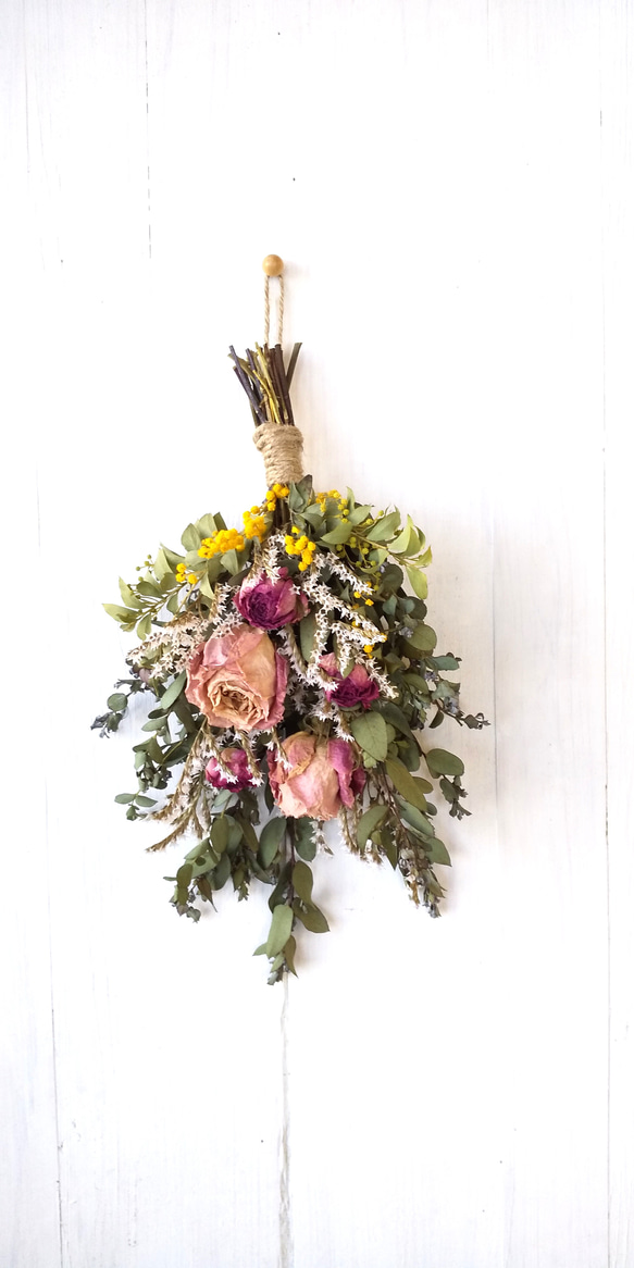 ユーカリとバラのミニスワッグ ドライフラワー はなゆき 通販