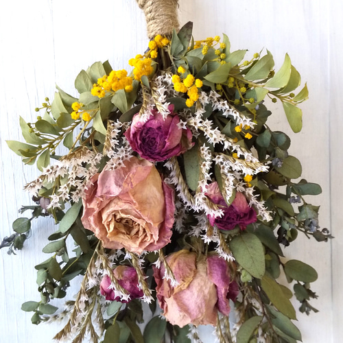 komama 落ち着いた色合いのバラとユーカリのナチュラルスワッグ合計3点 komama様専用 落ち着いた色合いのバラとユーカリのナチュラル