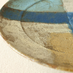 大皿Ａ　 カラフル　青　水色　オレンジ　陶器　　23ｃｍ 5枚目の画像