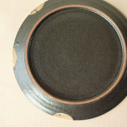 B　イエロードット　黒　陶器　　24.5ｃｍ　大皿　フラット 6枚目の画像