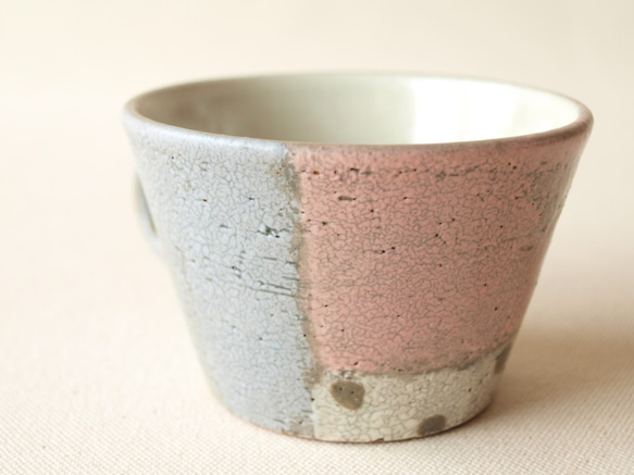 陶器マグカップ　ピンク×水玉 4枚目の画像