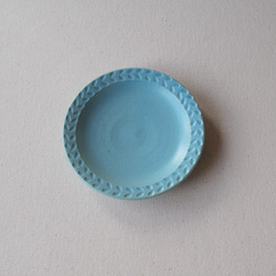 12.5ｃｍ小皿　ブルー双葉　 2枚目の画像