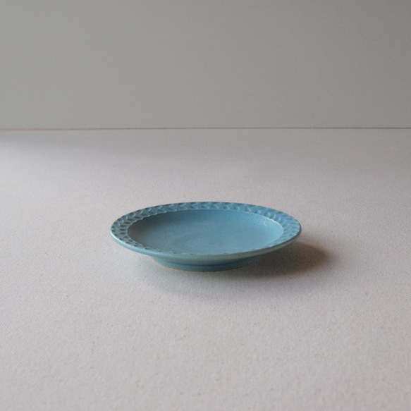 12.5ｃｍ小皿　ブルー双葉　 3枚目の画像