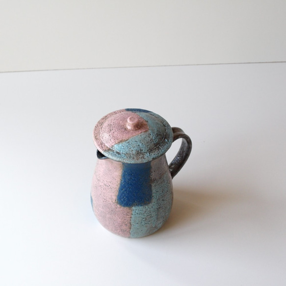 コーヒードリッパー＆ピッチャー　 ピンク×青　陶器　 8枚目の画像