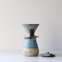 コーヒードリッパー＆ピッチャー　 ブルー×グリーン　陶器　 4枚目の画像
