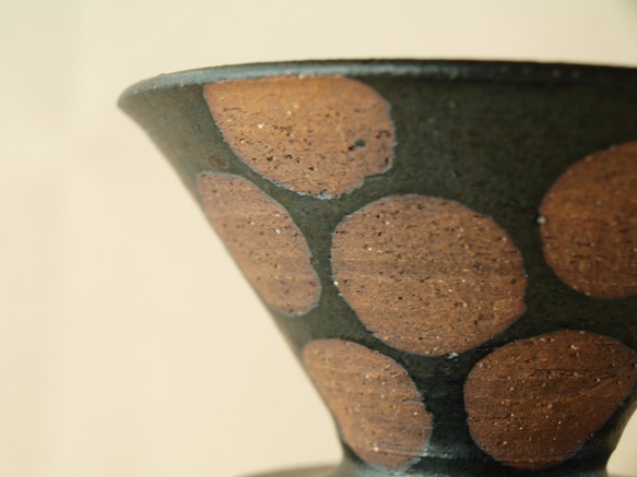 【KURO　5　】　コーヒードリッパー＆ピッチャー　 黒　ドット　陶器　　600ｃｃ 7枚目の画像