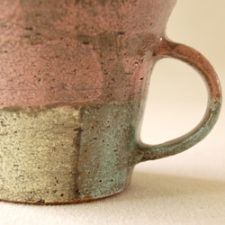 再販【マグカップ　200】　ピンク×グリーン　200ｃｃ　陶器 4枚目の画像